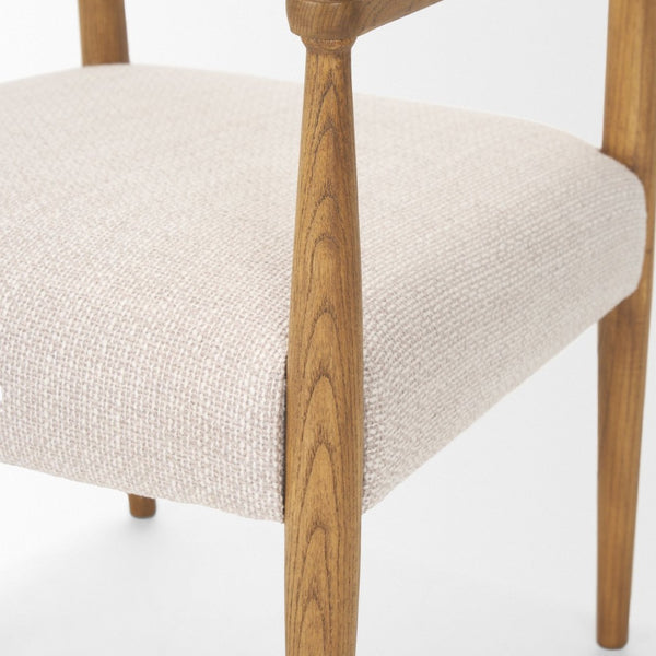 Mercana Toni Dining Chair: Elegant Nettlewood Frame with Cream Performance Fabric for Timeless Comfort 70931