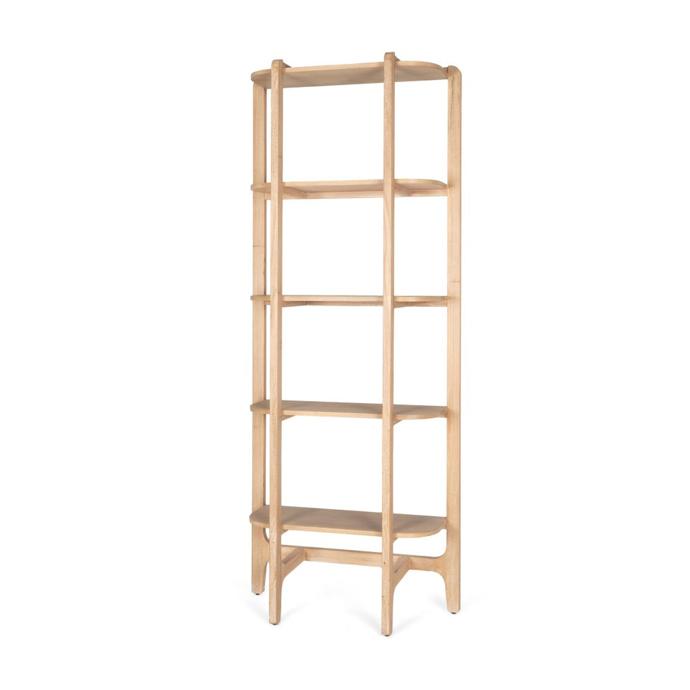 Mercana Taylin Open Bookshelf - Modern-Rustic Solid Elm Storage with Five Fixed Shelves for Stylish Display 71003