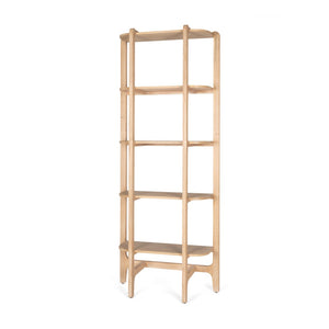 Mercana Taylin Open Bookshelf - Modern-Rustic Solid Elm Storage with Five Fixed Shelves for Stylish Display 71003