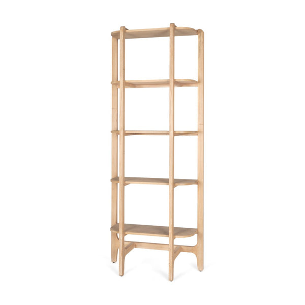 Mercana Taylin Open Bookshelf - Modern-Rustic Solid Elm Storage with Five Fixed Shelves for Stylish Display 71003