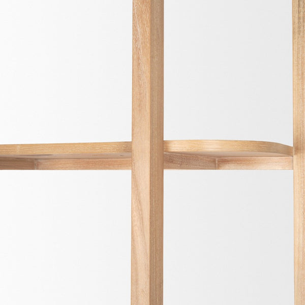 Mercana Taylin Open Bookshelf - Modern-Rustic Solid Elm Storage with Five Fixed Shelves for Stylish Display 71003