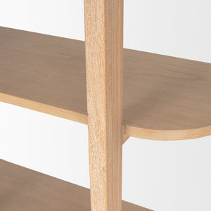 Mercana Taylin Open Bookshelf - Modern-Rustic Solid Elm Storage with Five Fixed Shelves for Stylish Display 71003