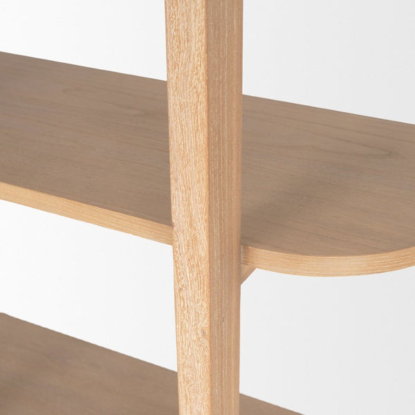 Mercana Taylin Open Bookshelf - Modern-Rustic Solid Elm Storage with Five Fixed Shelves for Stylish Display 71003