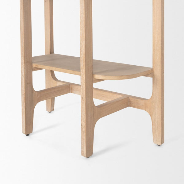 Mercana Taylin Open Bookshelf - Modern-Rustic Solid Elm Storage with Five Fixed Shelves for Stylish Display 71003