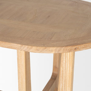 Mercana Taylin Modern-Rustic Solid Elm Desk with Curved Shelves for Stylish Home Office or Studio Workspace 71004