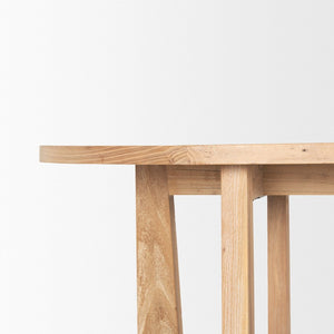 Mercana Taylin Modern-Rustic Solid Elm Desk with Curved Shelves for Stylish Home Office or Studio Workspace 71004