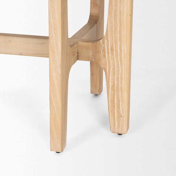 Mercana Taylin Modern-Rustic Solid Elm Desk with Curved Shelves for Stylish Home Office or Studio Workspace 71004