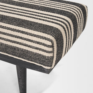 Mercana Shae Elegant Black Mango Wood Bench with Cream and Black Upholstery for Chic Entryway Style 71005