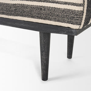 Mercana Shae Elegant Black Mango Wood Bench with Cream and Black Upholstery for Chic Entryway Style 71005