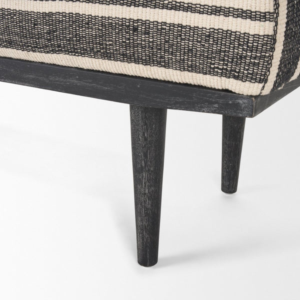 Mercana Shae Elegant Black Mango Wood Bench with Cream and Black Upholstery for Chic Entryway Style 71005