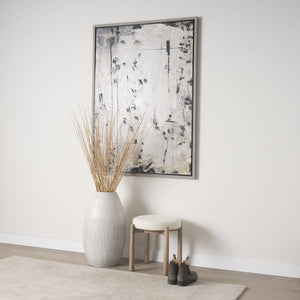 Mercana Shaiden Elegant Round Stool with Textured Upholstery for Versatile Home Decor and Seating Solutions 70796