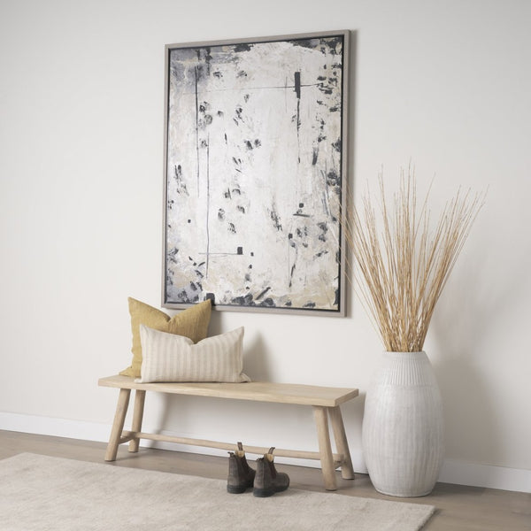 Mercana Sekou Handcrafted Mango Wood Craftsman Bench with Eucalyptus Legs for Rustic Elegance and Durability 70784