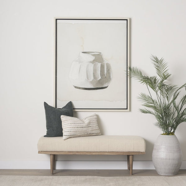 Mercana Shae Handcrafted Wood and Textured Fabric Bench for Entryways, Living Rooms, and Bedrooms 70797