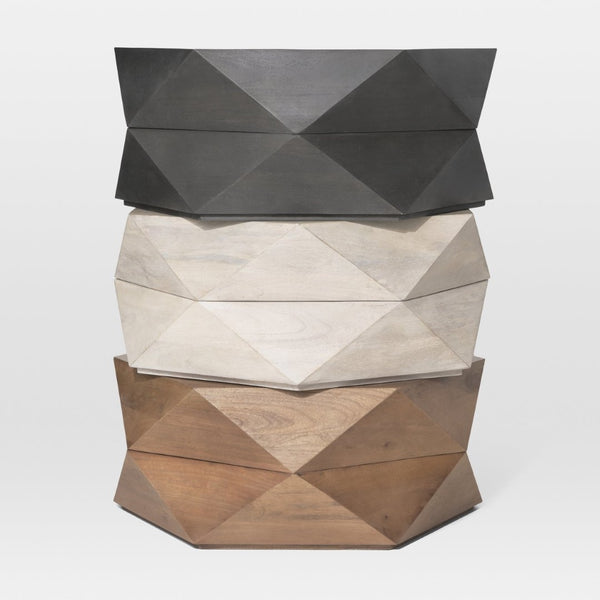 Mercana Arreto Hexagonal Solid Mango Wood Coffee Table with Hidden Storage and Modern Sculptural Design 70566