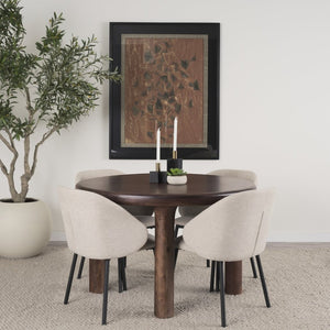 Mercana Soma Round Dining Table in Textured Black Mango Wood – Elegant Focal Point for Modern Spaces 48" Red Brown Wood Top | Red Brown Wood Legs 70874-AB