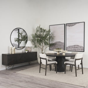 Mercana Fitzgerald Elegant Solid Wood Round Dining Table - Mid-Century Modern Design for Stylish Spaces 60" Brown Wood Top | Brown Wood Base 68565-AB