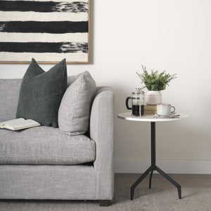 Mercana Serre End Table - Modern Industrial Style with Unique Marble Top and Sturdy Matte Base for Any Space White Marble | Black Metal 70106