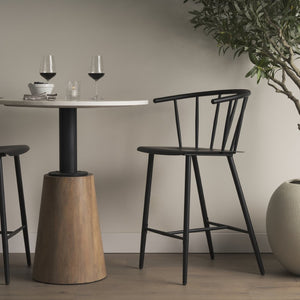 Mercana Colin Sleek Metal Counter Stool – Stylish Ergonomic Design for Kitchen and Dining Spaces, Matte Finish Black Metal | Counter 69842