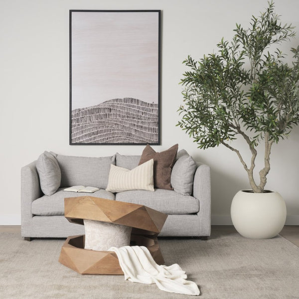 Mercana Arreto Hexagonal Solid Mango Wood Coffee Table with Hidden Storage and Modern Sculptural Design 70566