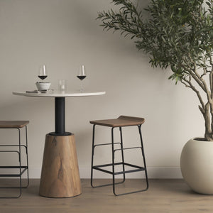 Mercana Conan Modern Industrial Stool with Low-Back Seat and Footrest for Kitchen or Bar Spaces, Fully Assembled 69008