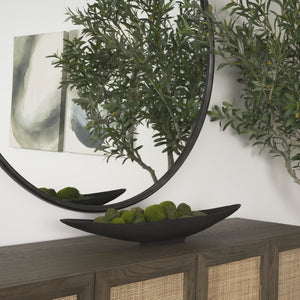 Mercana Piero Decorative Canoe-Shaped Bowl: Sculptural Aluminum Accent for Modern Tabletop Elegance Matte Black Metal | Small 70657
