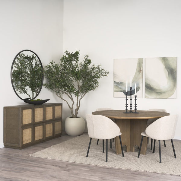 Mercana Sonomi Round Dining Table - Solid Rubberwood Base & Oak Top, Modern Elegance for Any Space 70814-AB
