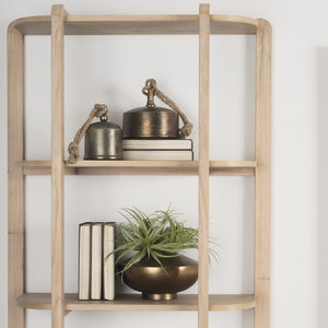 Mercana Taylin Open Bookshelf - Modern-Rustic Solid Elm Storage with Five Fixed Shelves for Stylish Display 71003