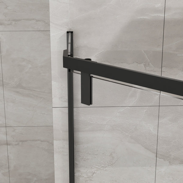 English Elm Goodyo Neo-Angle Frameless Shower Door 36x36x72 Corner Enclosure with 1/4" Tempered Glass, Matte Finish, 304 Stainless Hardware, Easy-Clean Black D163107681