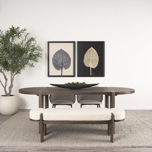 Mercana Sohan Oval Dining Table - Elegant Solid Elm Wood with Dark Stain, Ideal for Modern Dining Spaces 70853