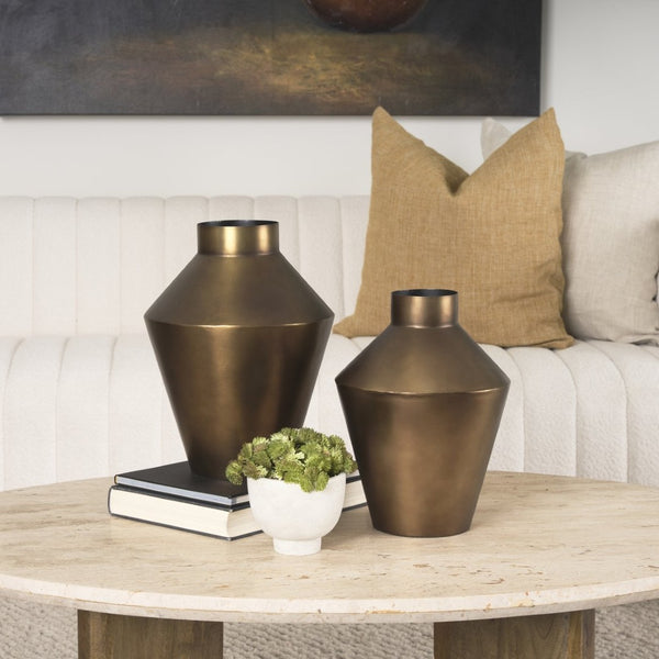 Mercana Perrin Decorative Vase - Modern Minimalist Accent in Chic Gold Finish for Stylish Home Decor 70667