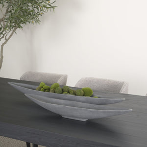 Mercana Piero Canoe-Shaped Decorative Bowl: Modern Minimalist Accent for Stylish Home Décor and Centerpieces Concrete Finish | Large 70660
