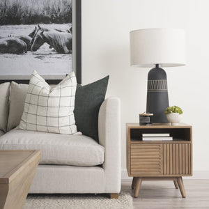 Mercana Sable Contemporary Mango Wood Side Table with Geometric Design and Practical Storage Solutions 69891