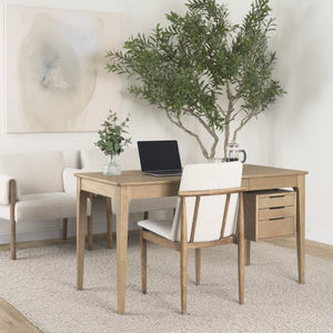 Mercana Cavett Coastal-Inspired Upholstered Dining Chair with Mid-Century Style and Soft Beachy Finish 69834