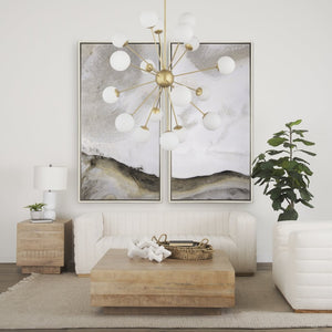 Mercana Barbara Brushed Gold Chandelier with Frosted Glass Globes - Modern Elegance for Any Space Gold Metal | 18 Light 70441