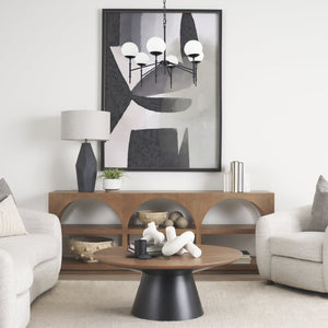 Mercana Edie Modern Minimalist Chandelier with Frosted Glass Globes – Elegant Lighting for Any Space Matte Black | 6 Light 70453