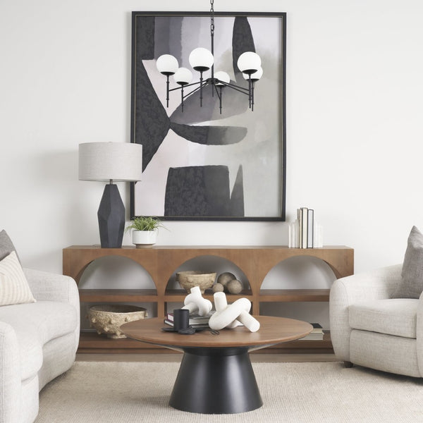 Mercana Edie Modern Minimalist Chandelier with Frosted Glass Globes – Elegant Lighting for Any Space Matte Black | 6 Light 70453