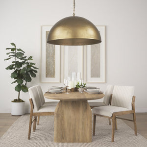 Mercana Karina Pendant Light – Stunning Hammered Dome Design in Matte Black with Luxurious Gold Interior Finish Brass-tone Metal | 36" Round 70101