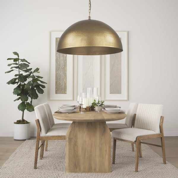 Mercana Karina Pendant Light – Stunning Hammered Dome Design in Matte Black with Luxurious Gold Interior Finish Brass-tone Metal | 36" Round 70101