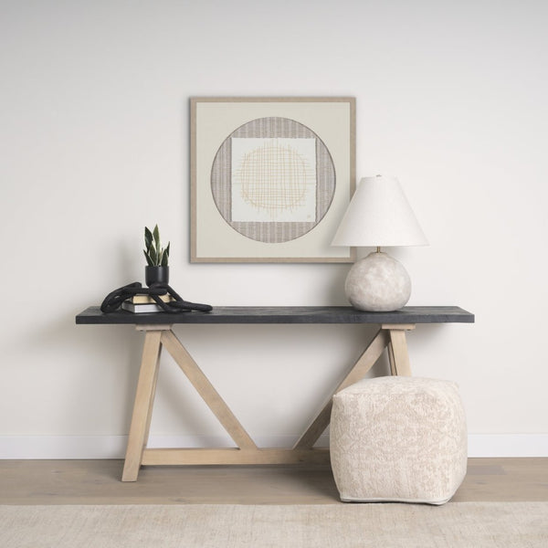 Mercana Khloe Elegant Rectangular Pouf - Soft Chenille Seating with Versatile Design for Any Room Decor Cream | Jacquard | Small 70376