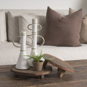 Mercana Ziva Distressed Metal Sculptural Object – Modern Accent for Minimalist and Vintage Home Decor White | Tall 70535