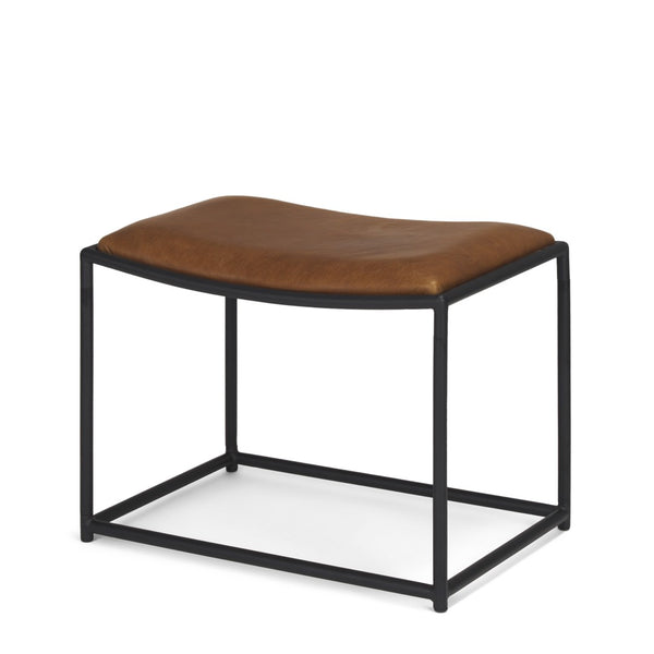 Mercana Taniel Leather and Metal Stool - Timeless Craftsmanship for Modern Spaces, Ergonomic Comfort Design Brown Leather | Black Metal 70819
