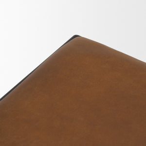 Mercana Taniel Leather and Metal Stool - Timeless Craftsmanship for Modern Spaces, Ergonomic Comfort Design Brown Leather | Black Metal 70819