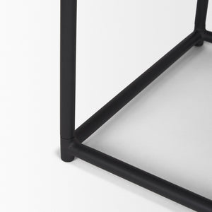 Mercana Taniel Leather and Metal Stool - Timeless Craftsmanship for Modern Spaces, Ergonomic Comfort Design Brown Leather | Black Metal 70819