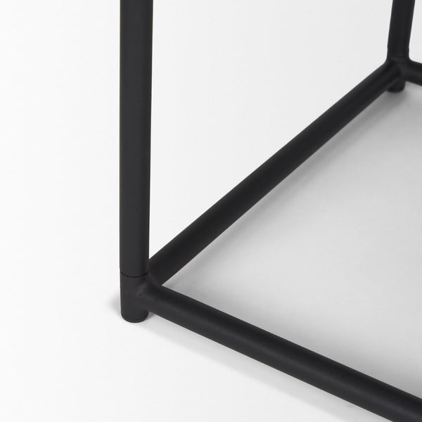 Mercana Taniel Leather and Metal Stool - Timeless Craftsmanship for Modern Spaces, Ergonomic Comfort Design Brown Leather | Black Metal 70819