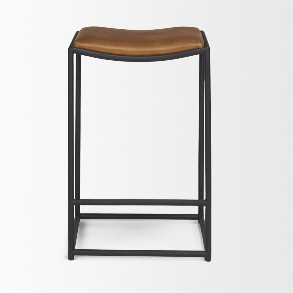 Mercana Taniel Counter Stool - Stylish Ergonomic Design with Durable Leather and Industrial Metal Frame 70820