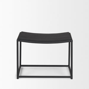 Mercana Taniel Industrial-Style Stool with Solid Wood Seat, Perfect for Kitchens, Cafés, and Workspaces Black Wood | Black Metal 70821