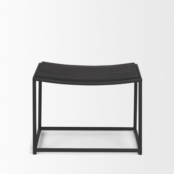 Mercana Taniel Industrial-Style Stool with Solid Wood Seat, Perfect for Kitchens, Cafés, and Workspaces Black Wood | Black Metal 70821