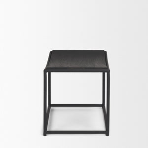 Mercana Taniel Industrial-Style Stool with Solid Wood Seat, Perfect for Kitchens, Cafés, and Workspaces Black Wood | Black Metal 70821