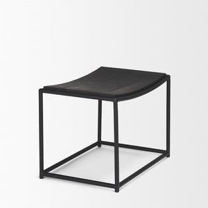 Mercana Taniel Industrial-Style Stool with Solid Wood Seat, Perfect for Kitchens, Cafés, and Workspaces Black Wood | Black Metal 70821
