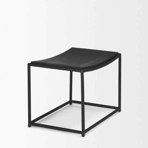Mercana Taniel Industrial-Style Stool with Solid Wood Seat, Perfect for Kitchens, Cafés, and Workspaces Black Wood | Black Metal 70821